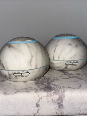 Set of 2 White Marble Essential Oil Diffuser with Color changing LED